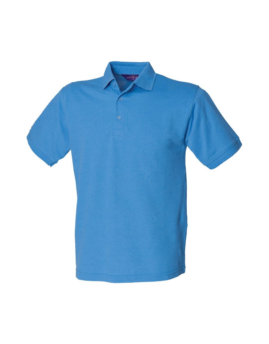 Henbury Mens Polycotton Heavy Polo Shirt - Mid Blue