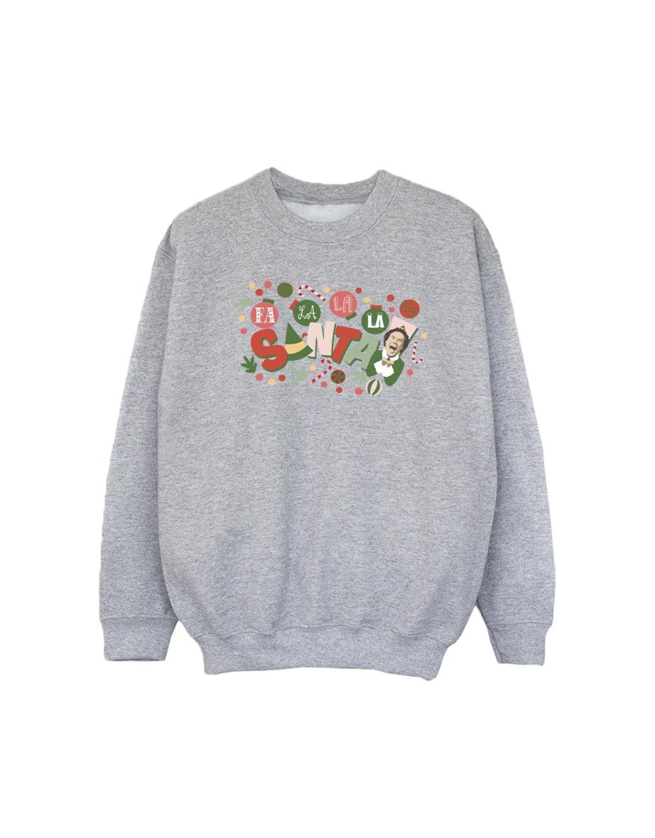 Elf Girls Santa Fa La La Sweatshirt - Sports Grey