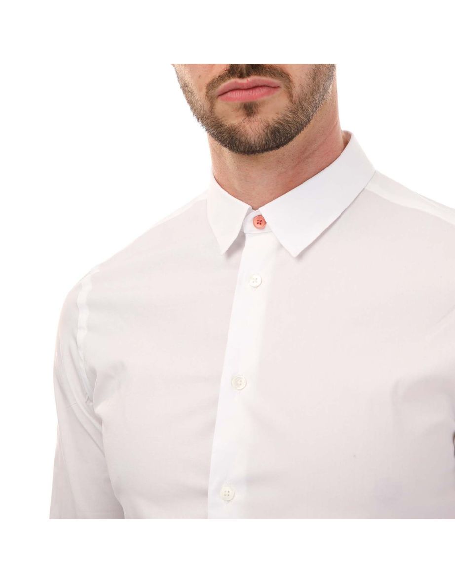 Men's Paul Smith Slim Long Sleeve Dress Shirt in White - 3