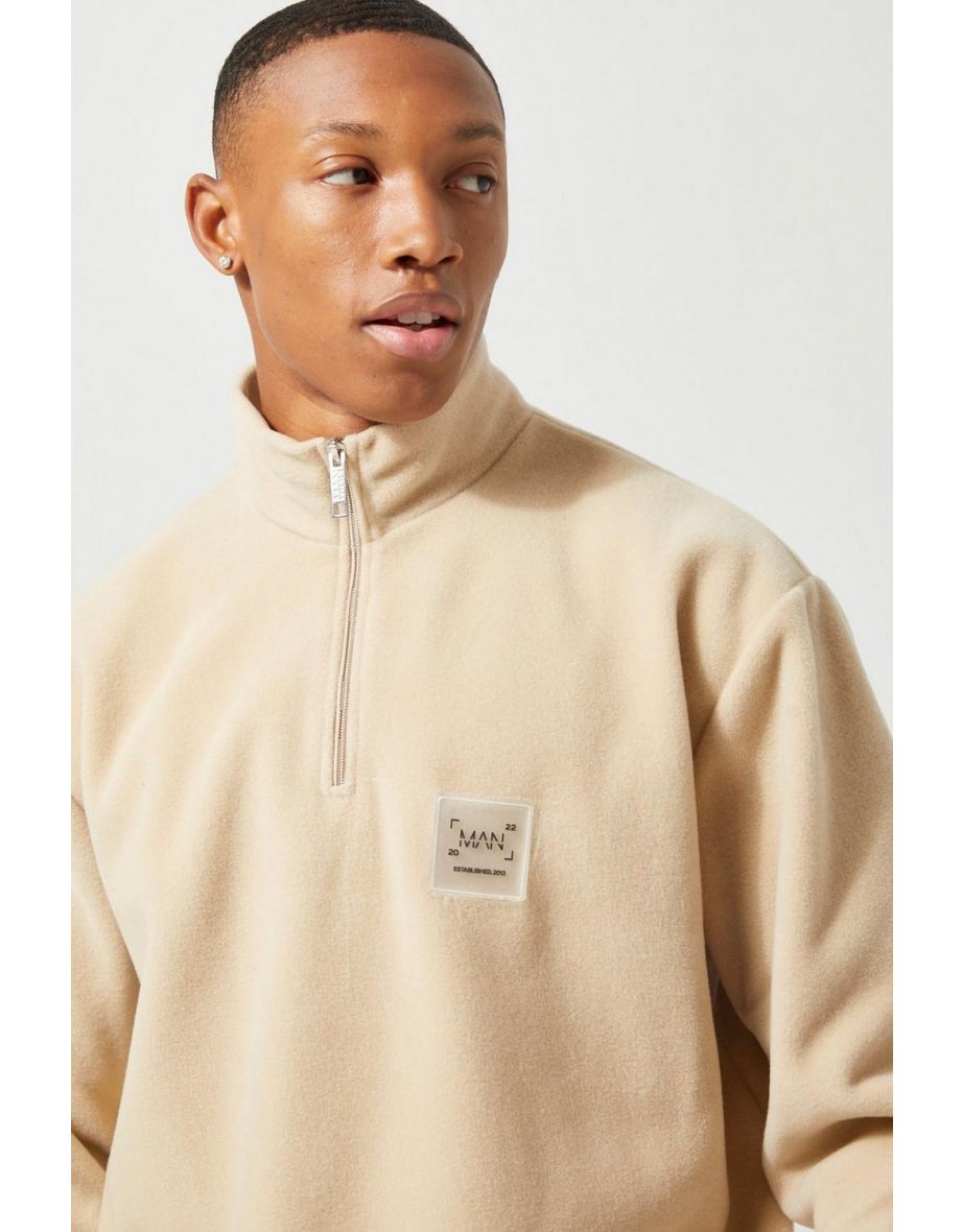 Oversized Polar Fleece Funnel Neck - sand - 2