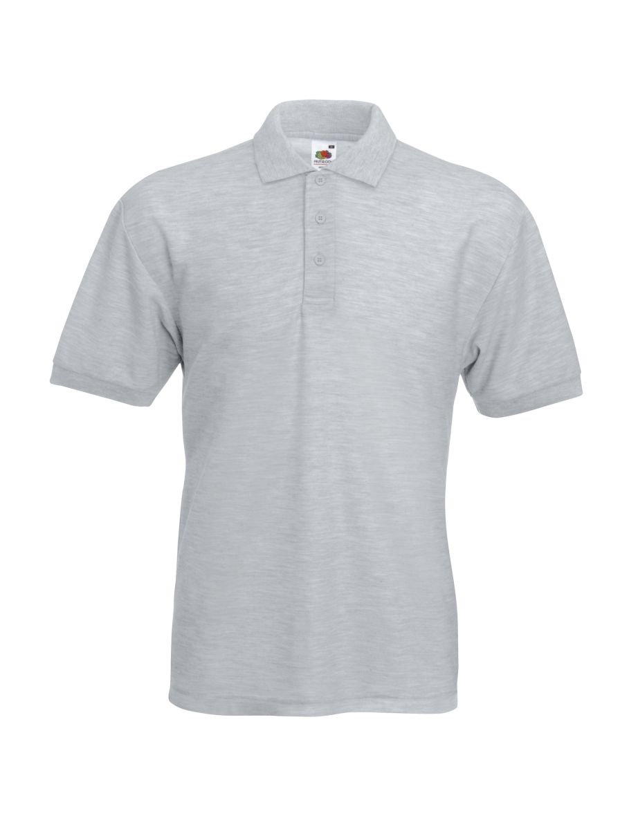 Fruit Of The Loom Mens 65/35 Pique Short Sleeve Polo Shirt - Heather Grey