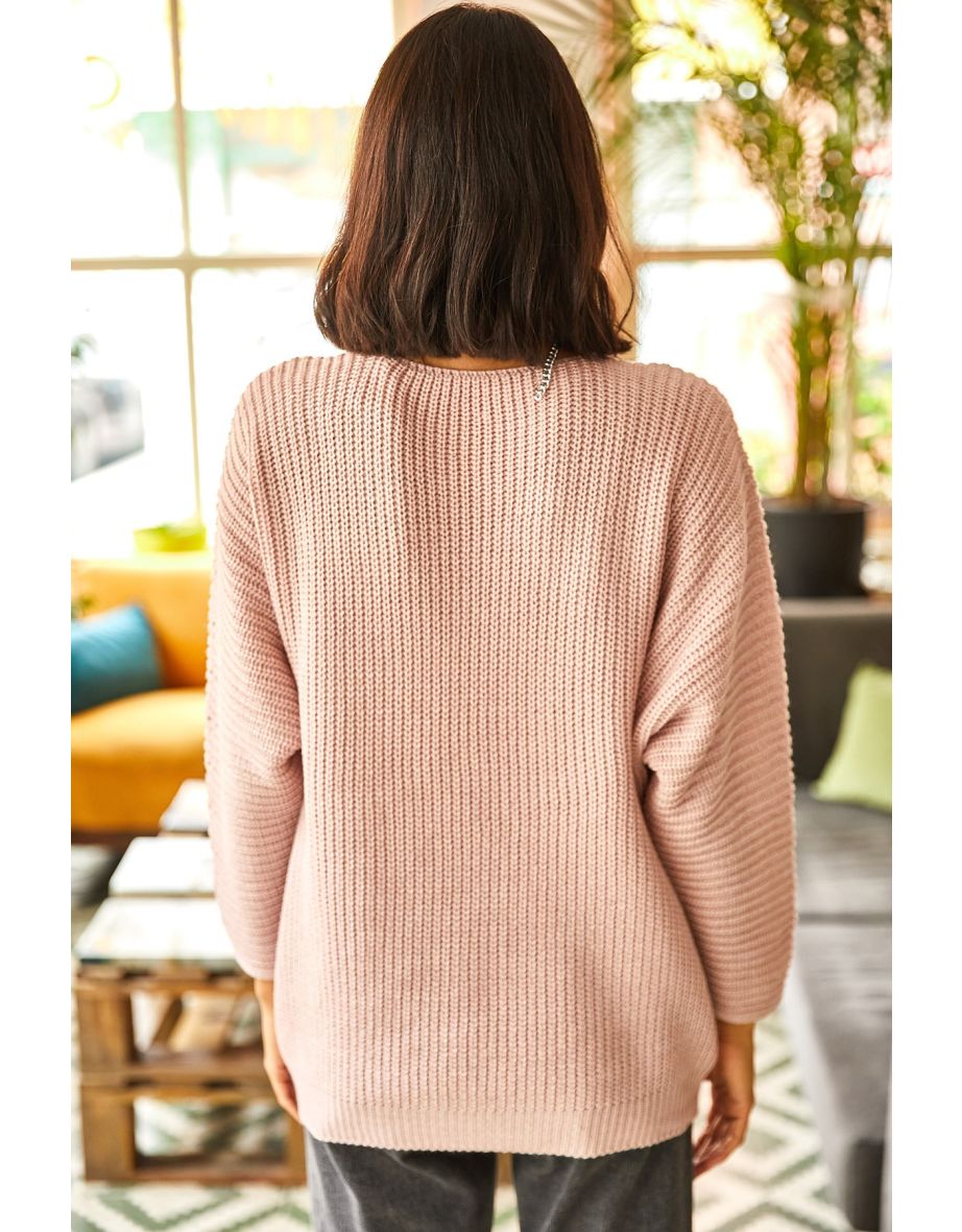 V-Neck Thessaloniki Knit Oversized Knitwear Sweater - 4
