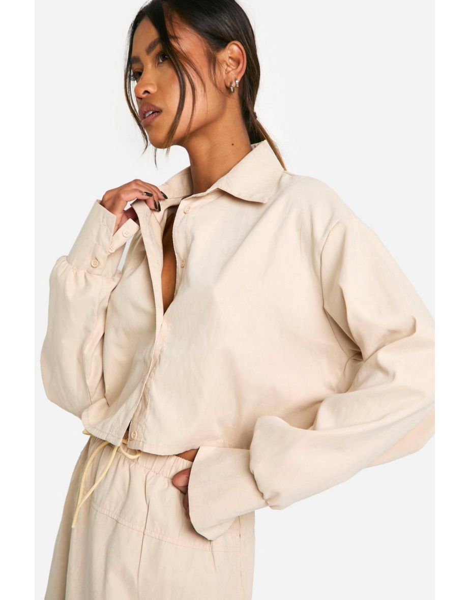 Soft Touch Cropped Shirt - stone - 3