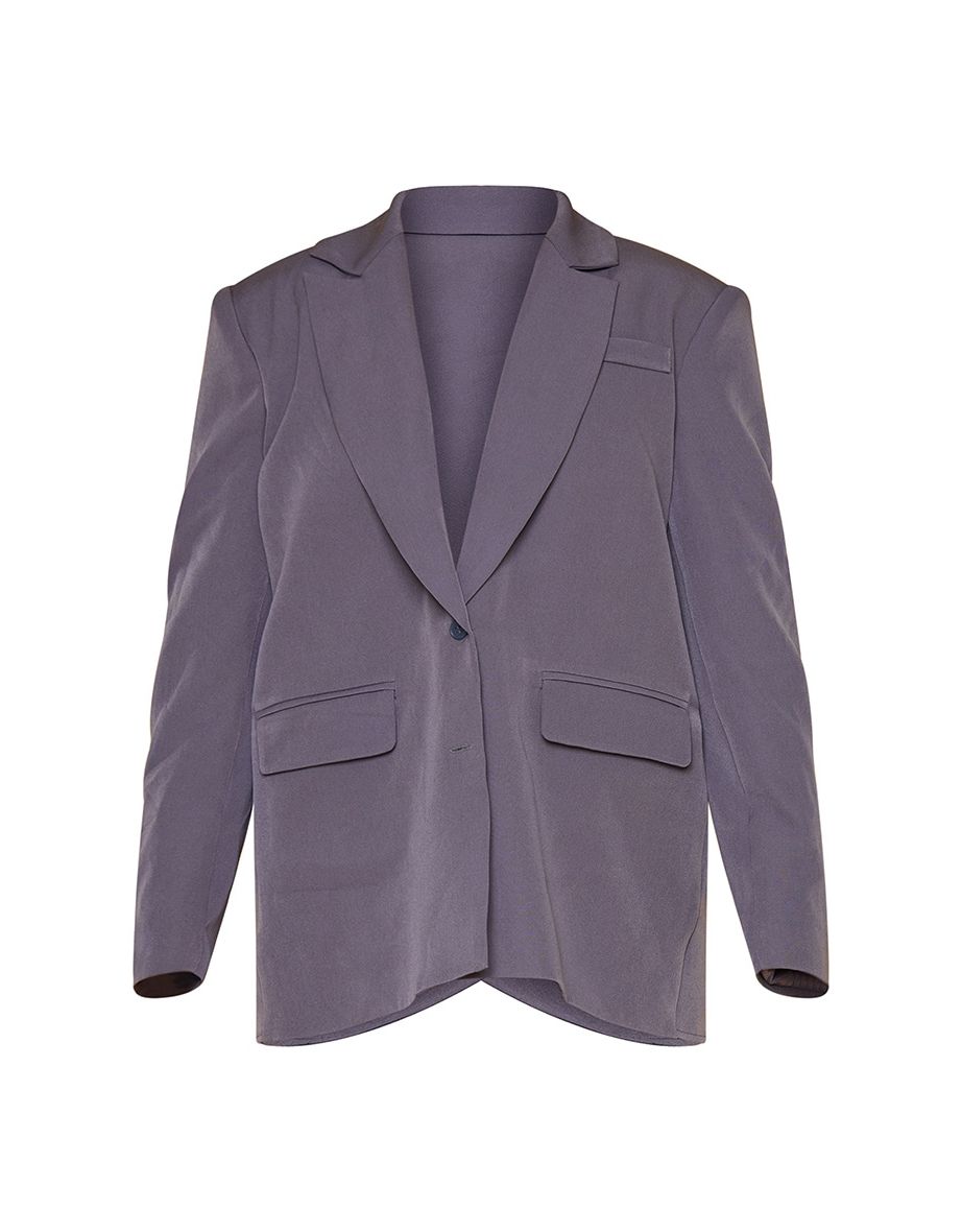 Black Woven Oversized Shoulder Pad Pocket Blazer - 4