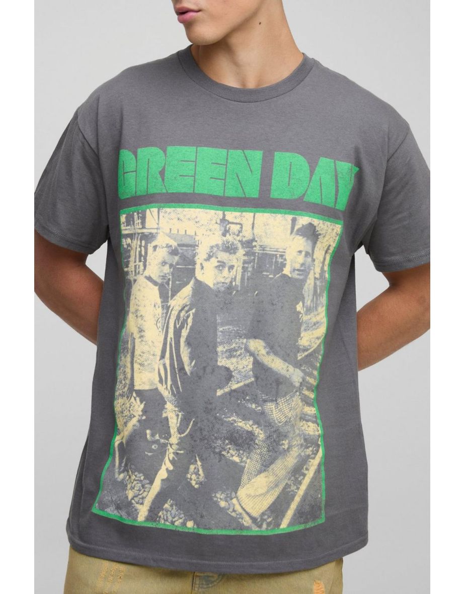 Regular Fit Green Day License Printed T-Shirt - charcoal - 2