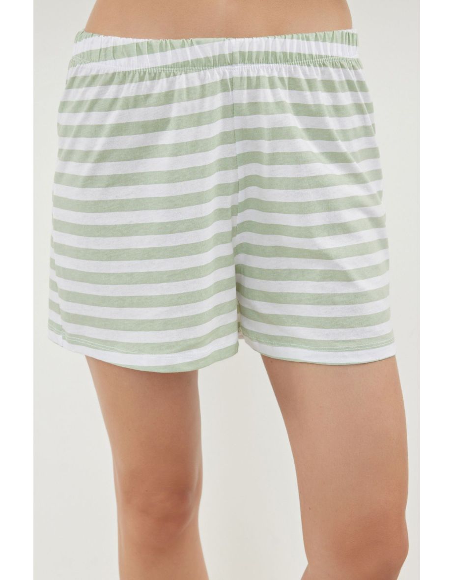 Mint 100% Cotton Striped Single Jersey Knitted Pajama Set - 3