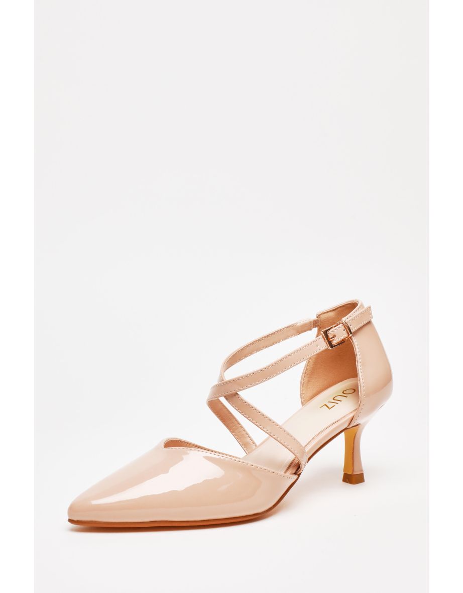 Nude Patent Low Court Heels