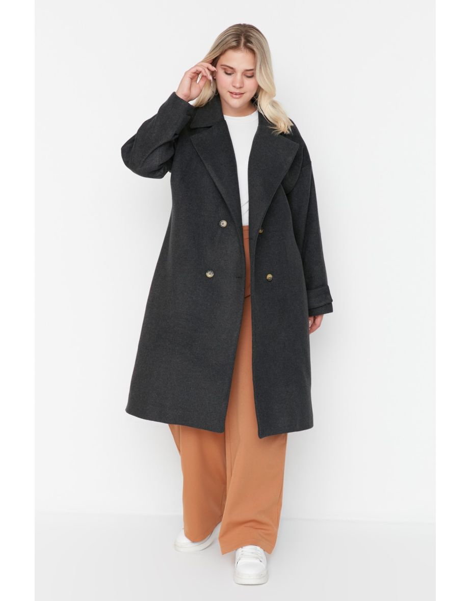 Shop Plus Size Coat Gray Basic Online in Oman VogaCloset