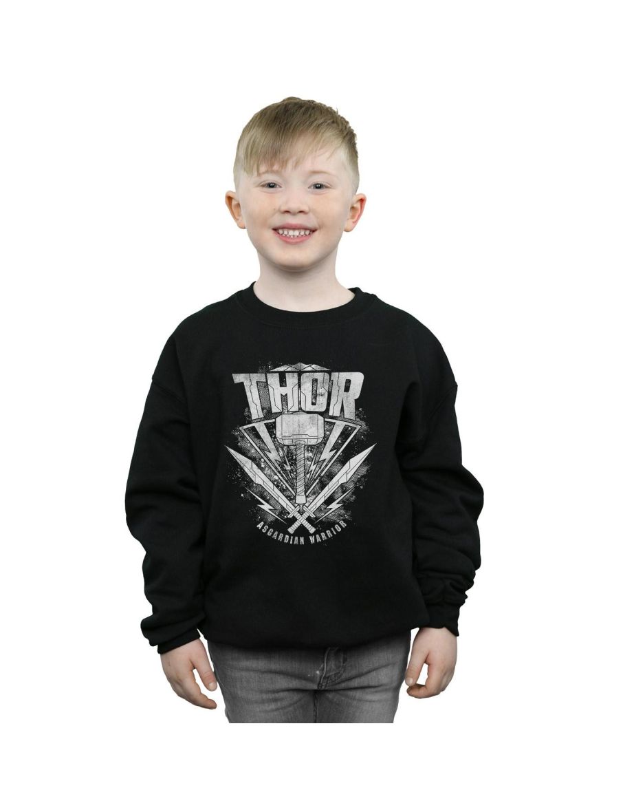 Marvel Boys Thor Ragnarok Hammer Logo Sweatshirt - Black