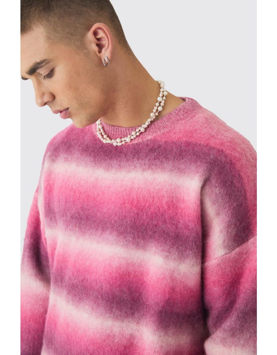 Oversized Boxy Ombre Knitted Jumper - pink - 2