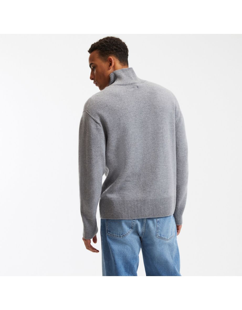 Wool/Cashmere Jumper/Sweater with Funnel Neck, Made in France - 3