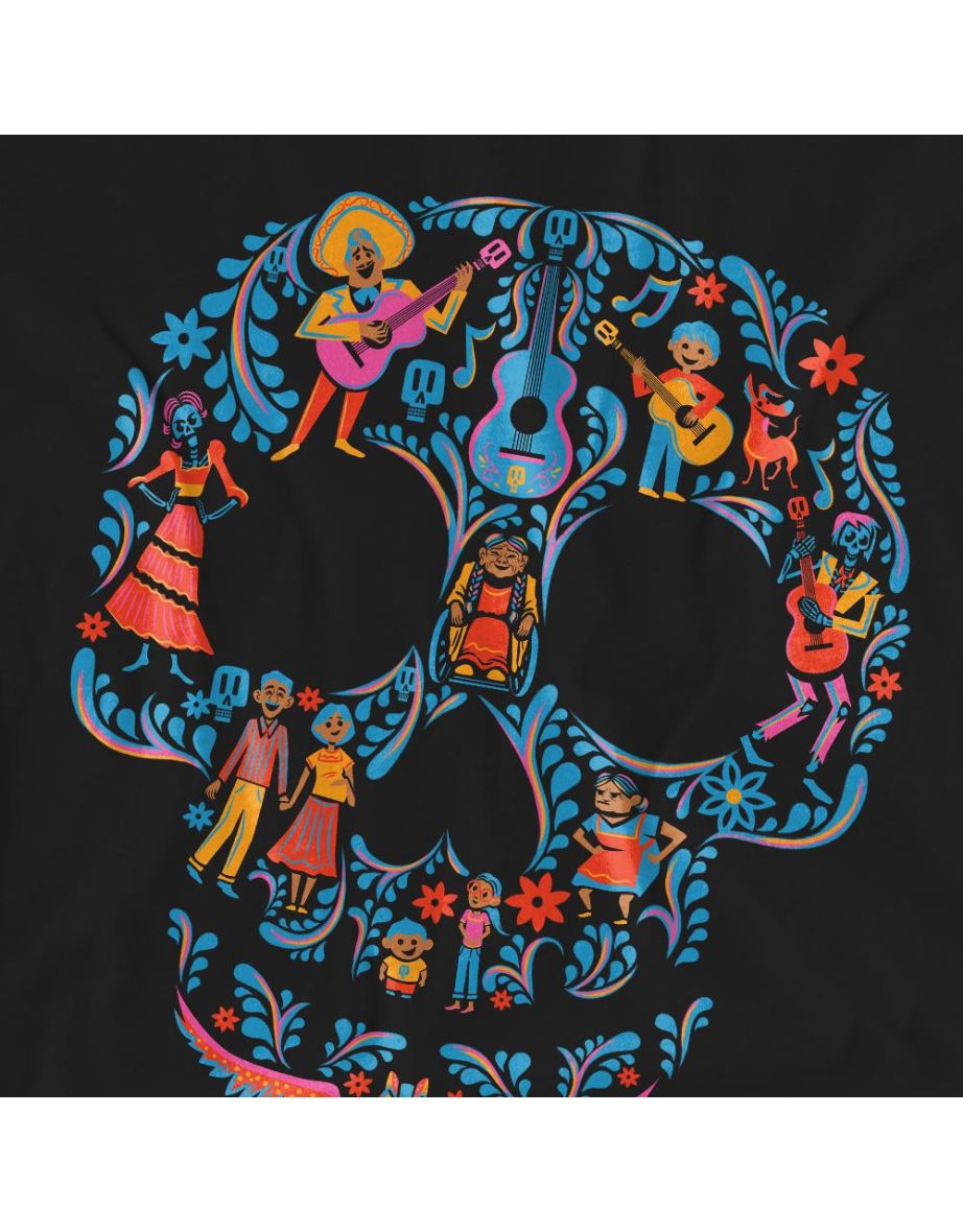 Coco Unisex Adult Day Of The Dead Rivera Family Skull T-Shirt - Black - 3