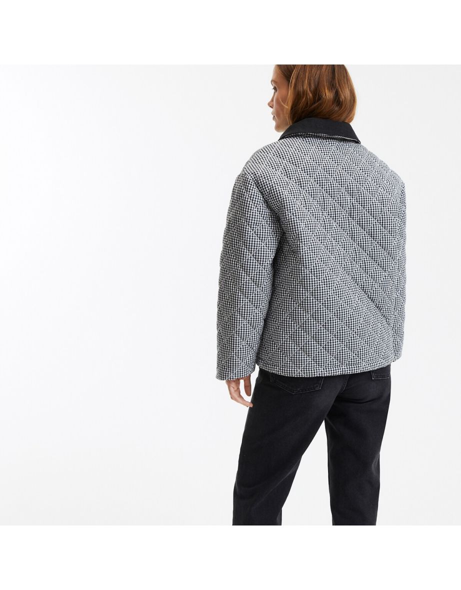 Short Padded Jacket in Mini Check Print - 4