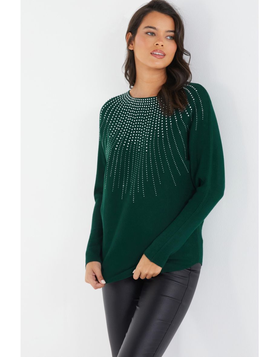 Warehouse diamante hotsell embellished jumper