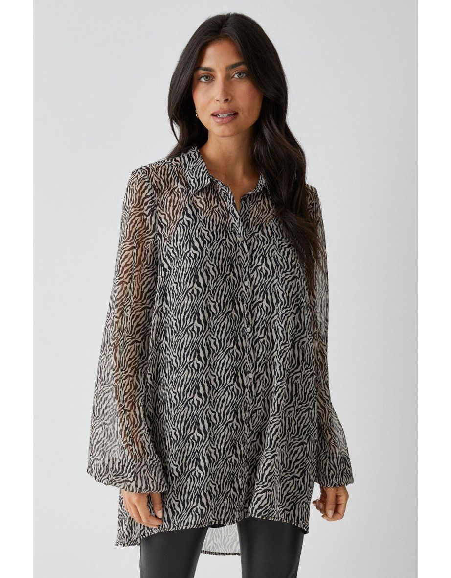 Tall Zebra Print High Low Shirt