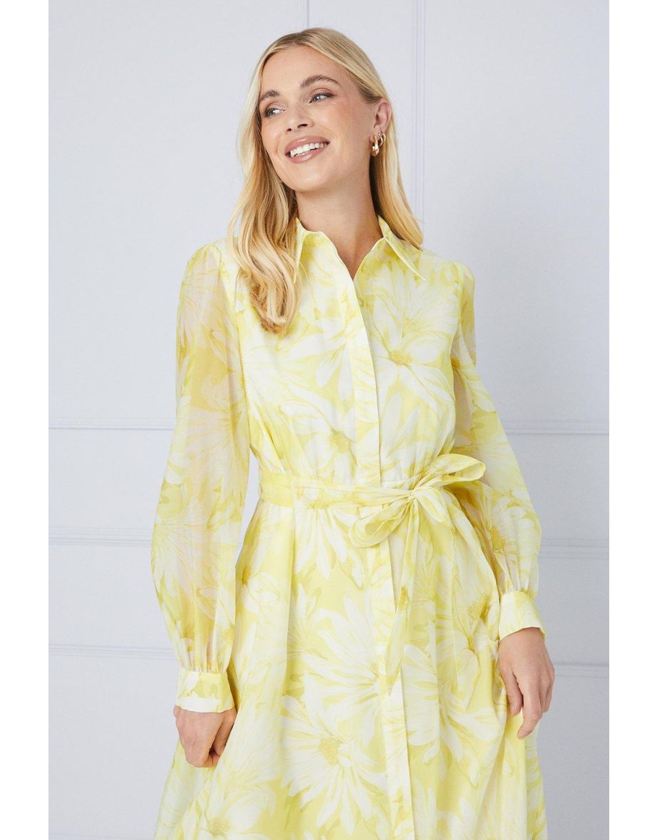 Floral Organza Shirt Midi Dress - 3
