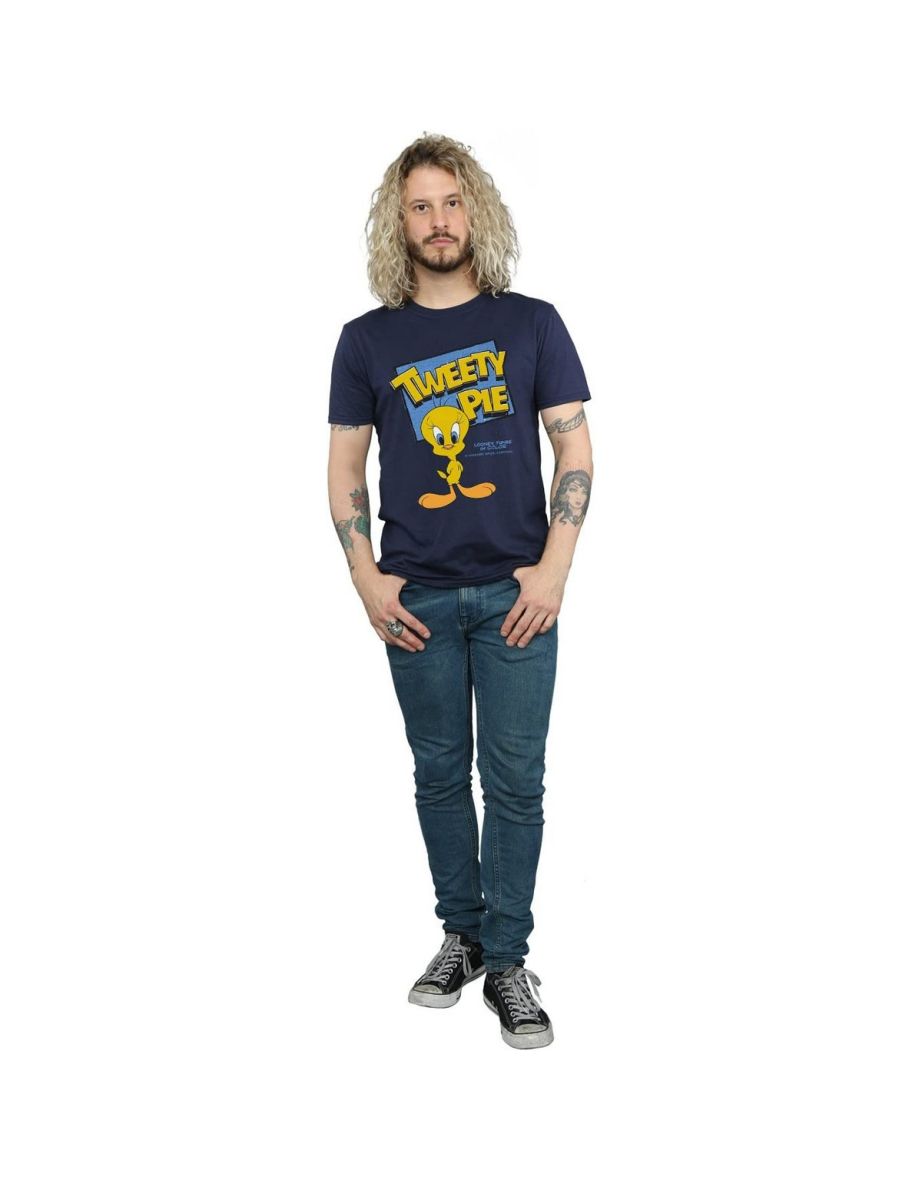 Looney Tunes Mens Classic Tweety Cotton T-Shirt - Navy Blue