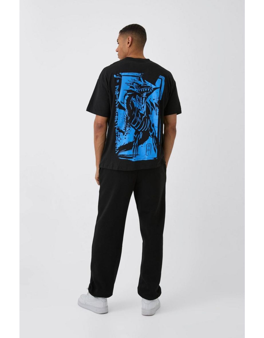 Oversized YuGiOh Blue Eyes License Print T-Shirt - black - 2