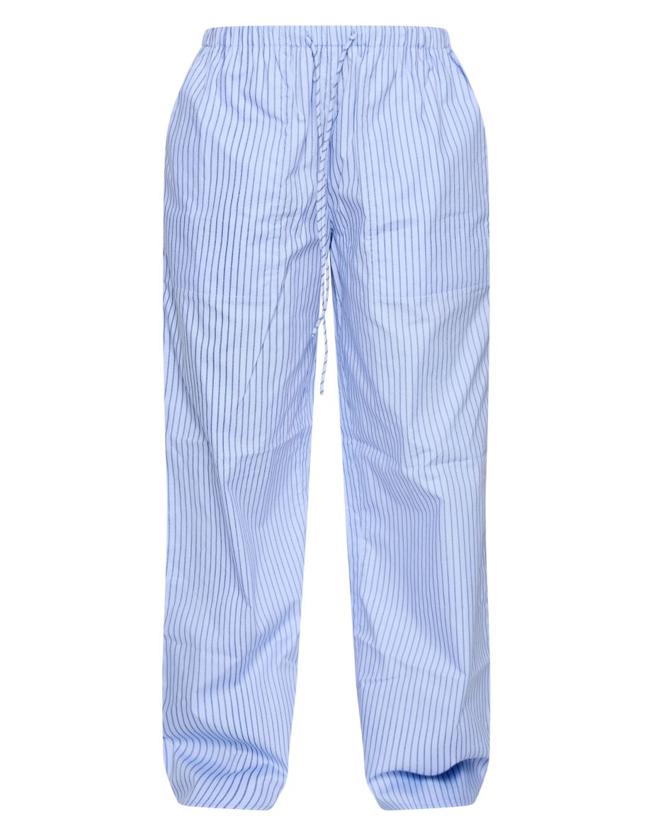 Petite Blue Pinstripe Woven Drawstring Waist Low Rise Trousers - 4