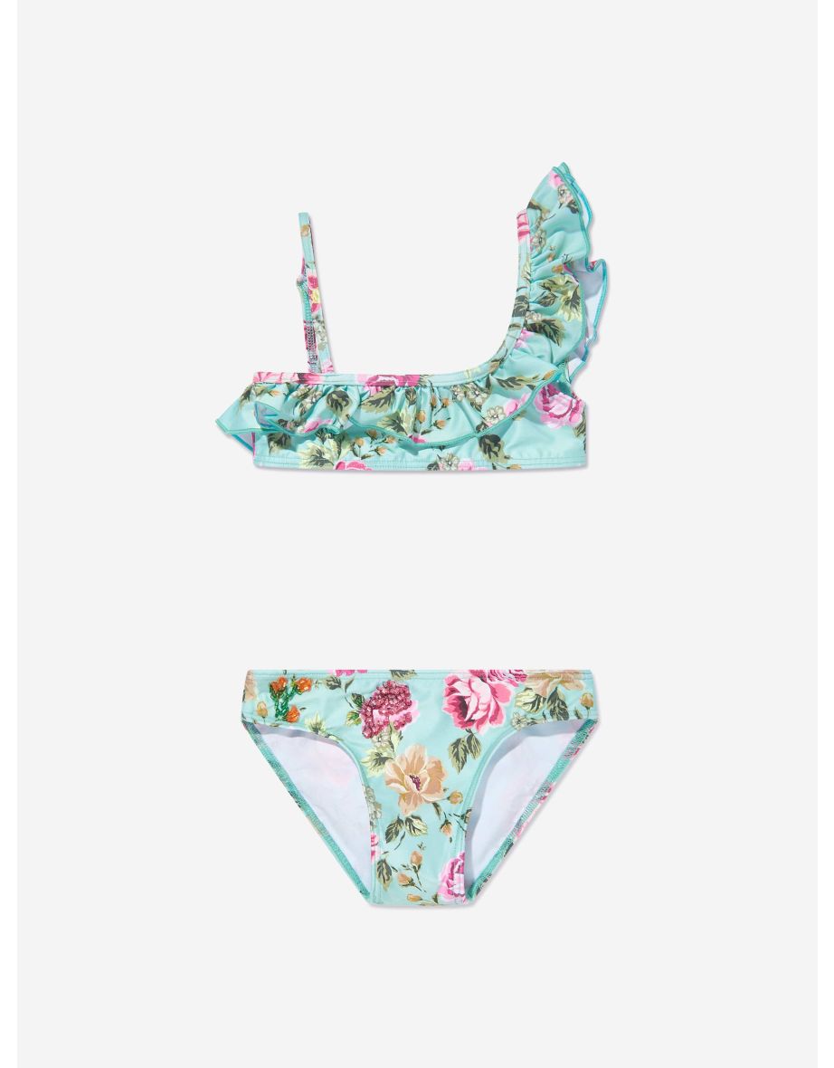 Selini Action Girls Floral And Checked Bikini in Multicolour