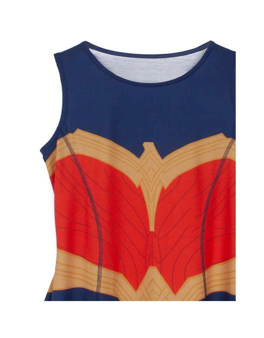 Wonder Woman Girls Skater Costume Dress - Blue/Red - 3