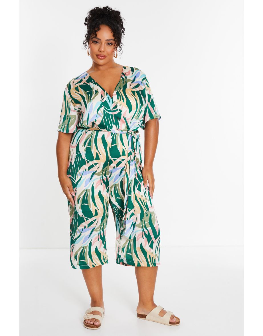 Curve Tropical Wrap Culotte Jumpsuit