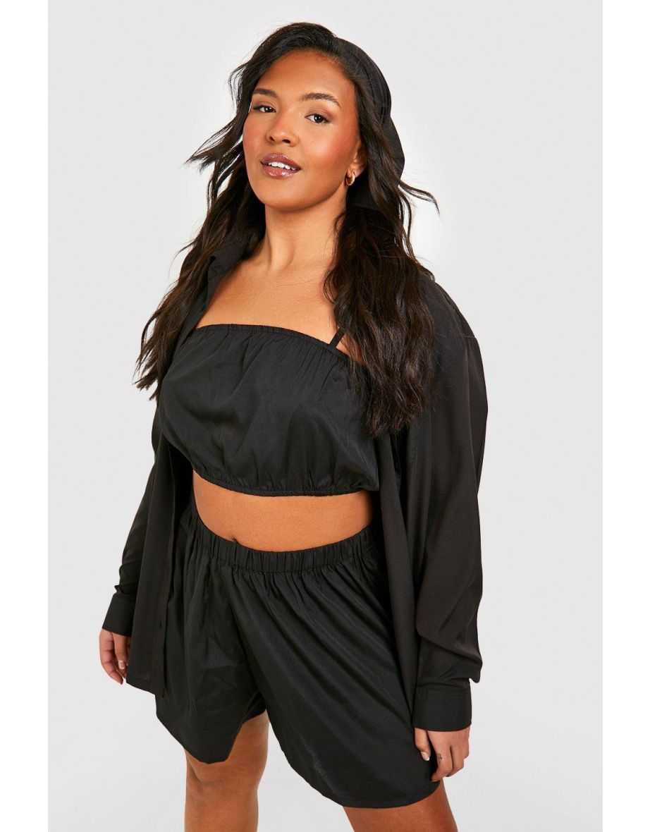 Plus 4 Piece Shirt Co-ord Set - black