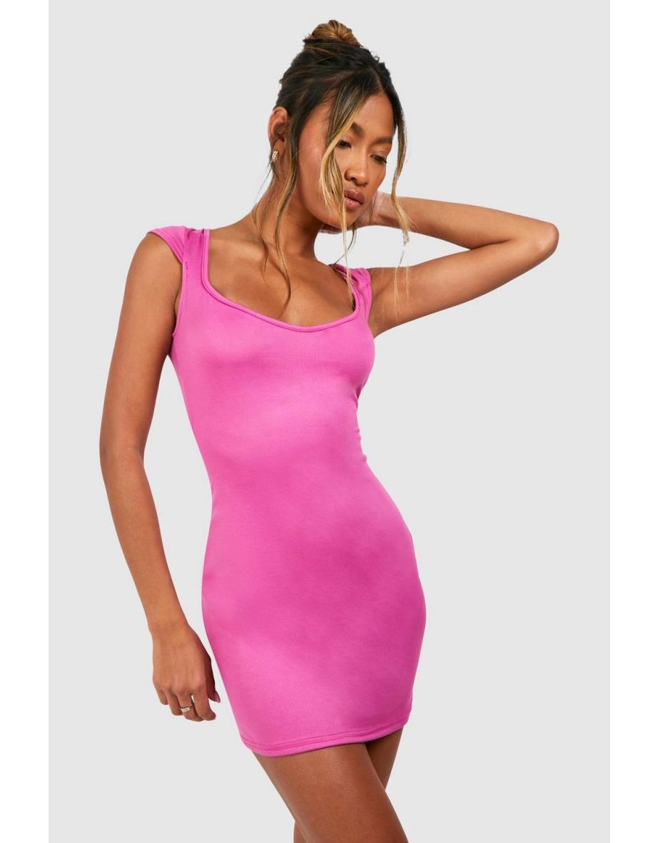 Sweetheart Neck Cap Sleeve Super Soft Mini Dress - purple