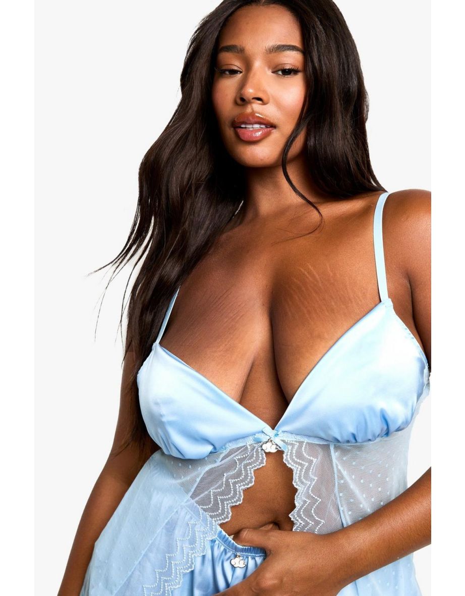 Valentines Plus Cloud Trim Open Front Babydoll - 3