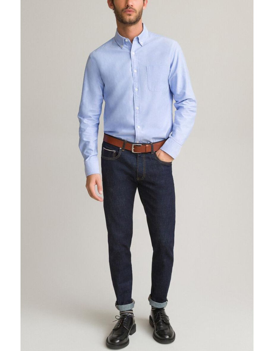Oxford Cotton Shirt with Button-Down Collar