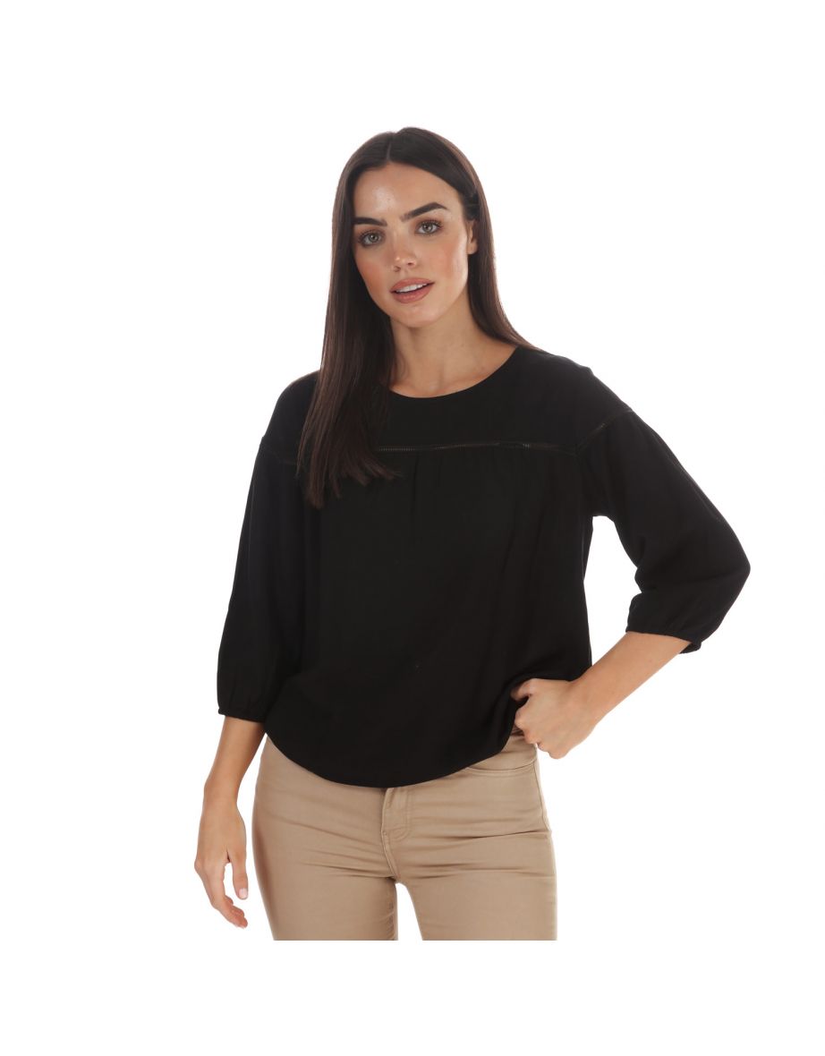 Women's Jacqueline de Yong Riana 3 Quarter Sleeve Top in Black