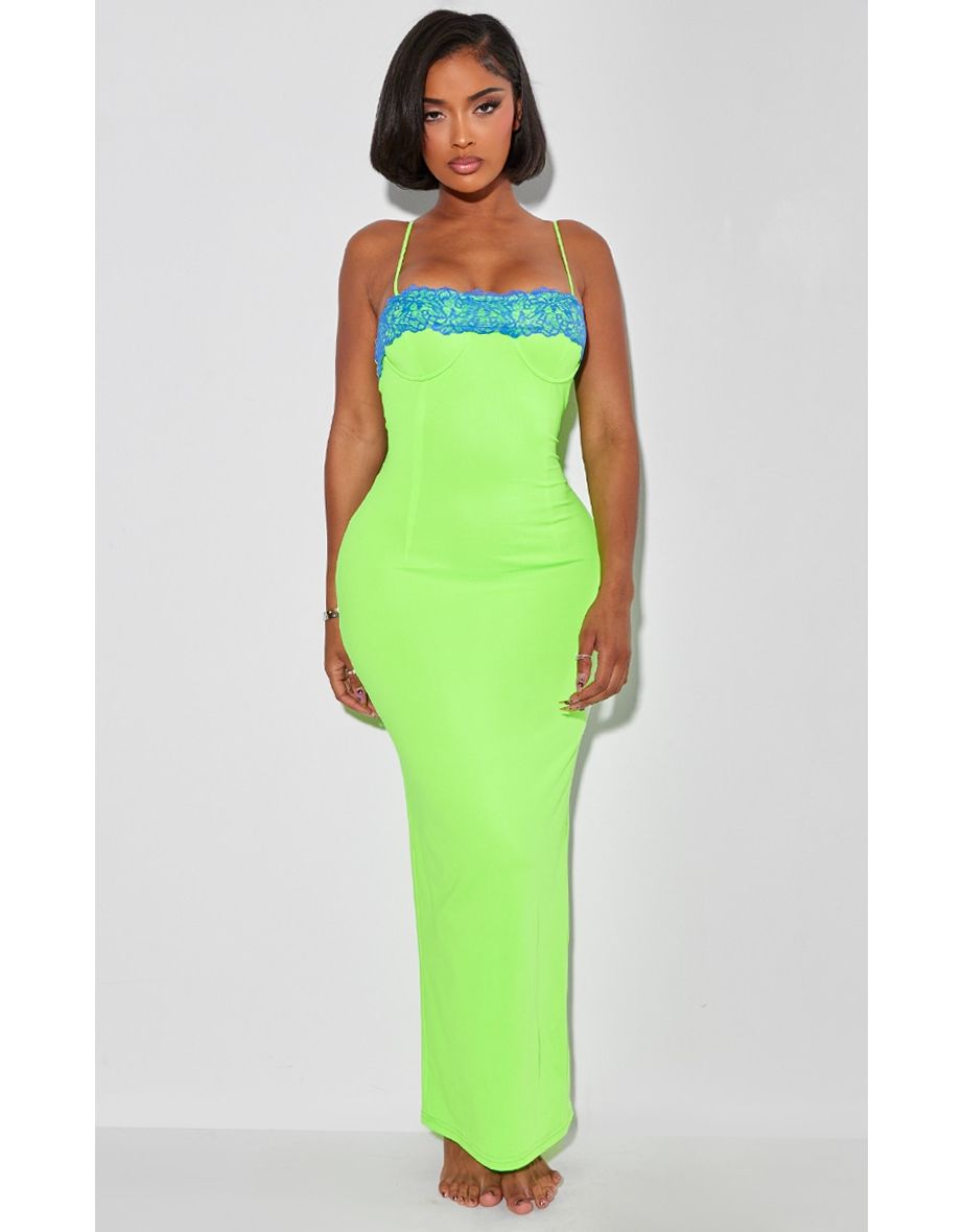 Shape Lime Lace Cup Detail Sculpted Maxi Dress