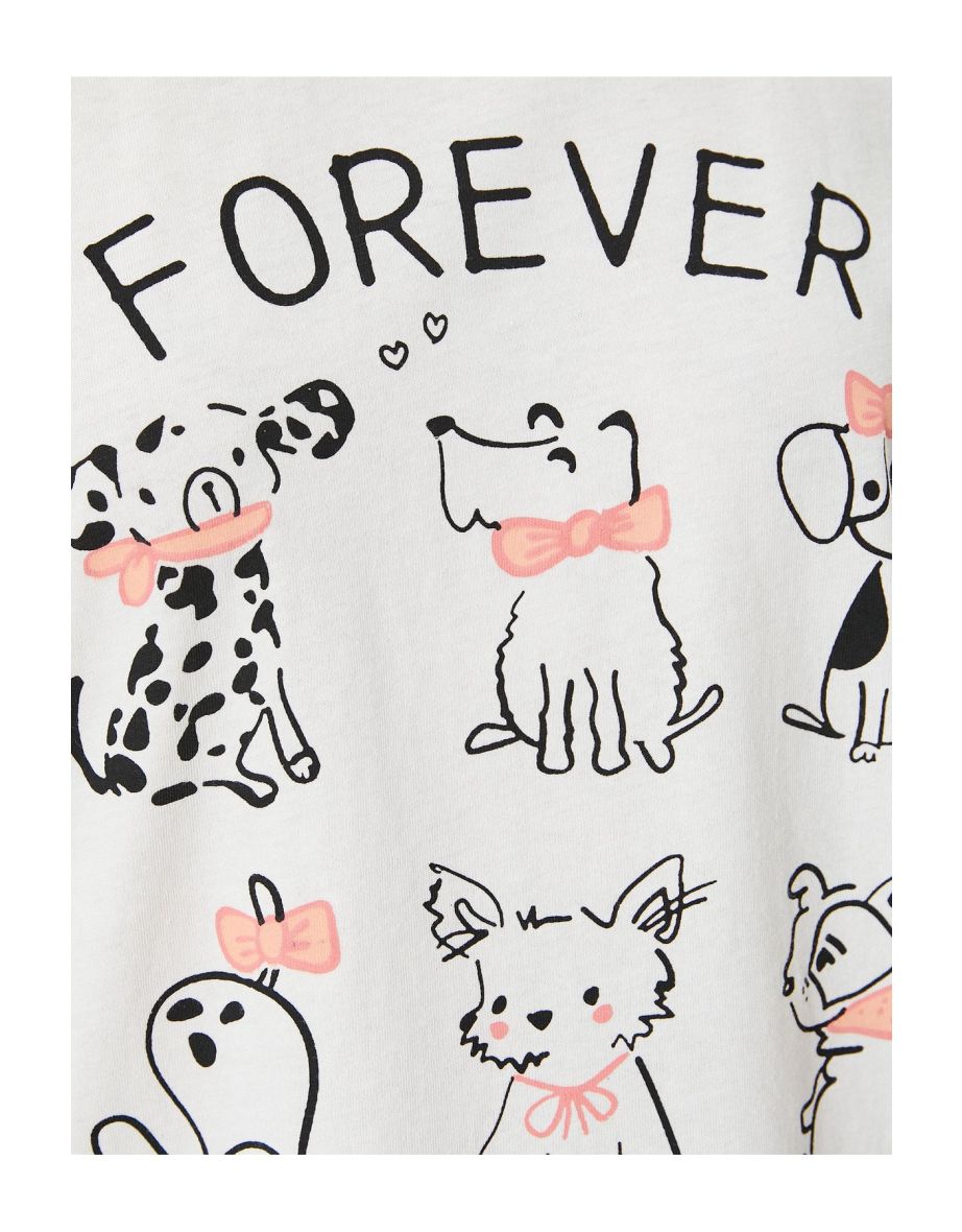Dog Printed T-Shirt Relax Fit Short Sleeve Slogan Crew Neck - 5