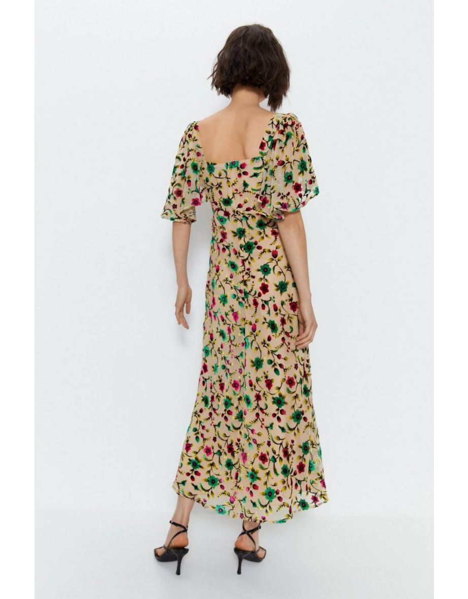 Floral Devore Maxi Dress - 3