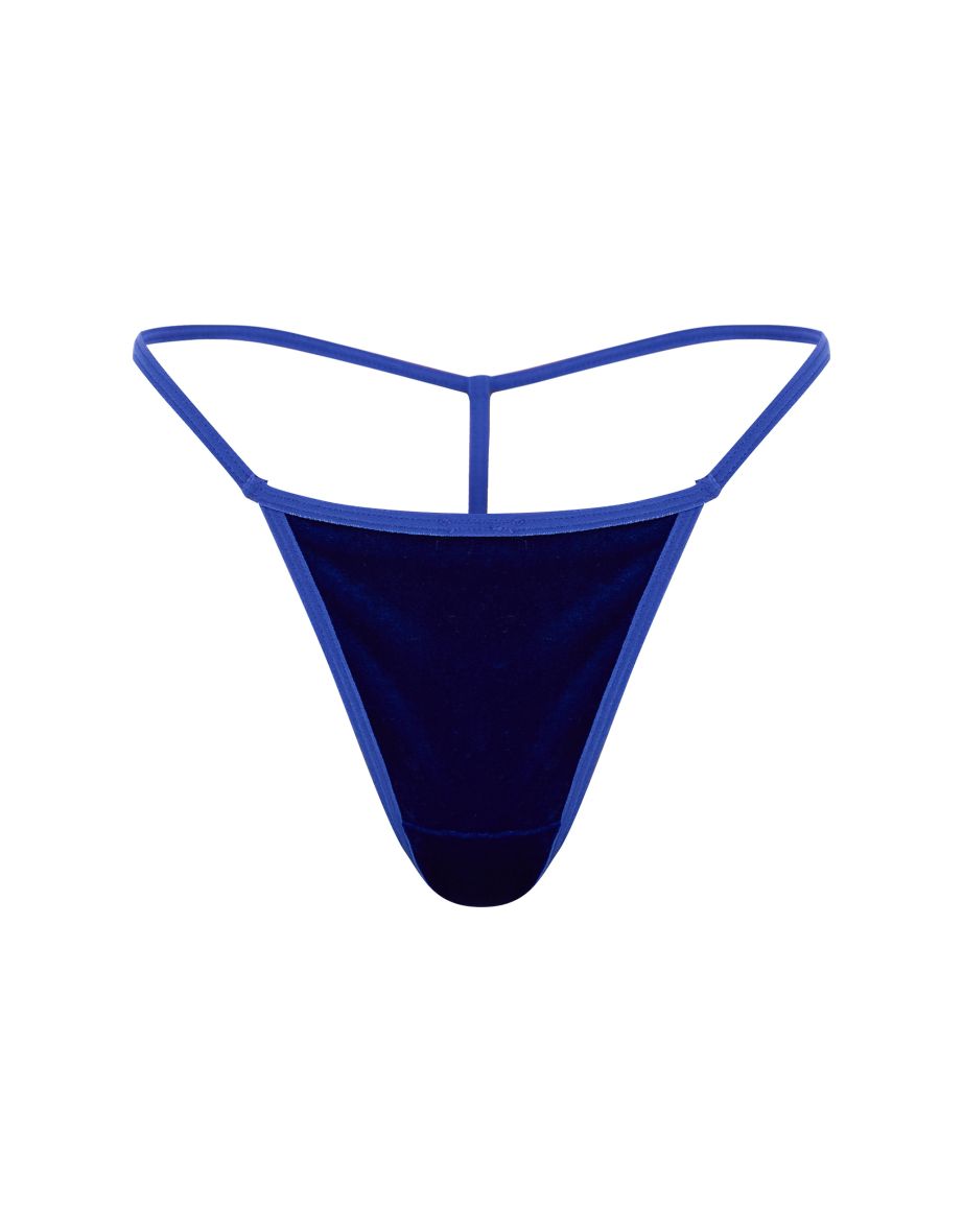 Blue Velvet G String Thong - 3