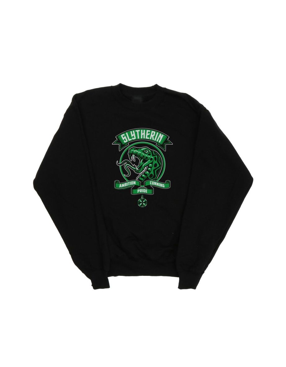 Harry Potter Girls Slytherin Toon Crest Sweatshirt - Black