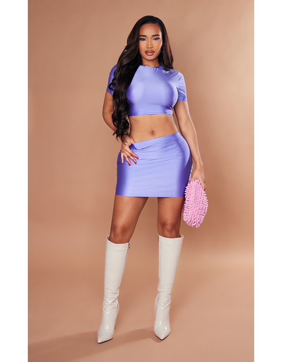 Shape Dark Purple Disco Sculpt Micro Mini Skirt