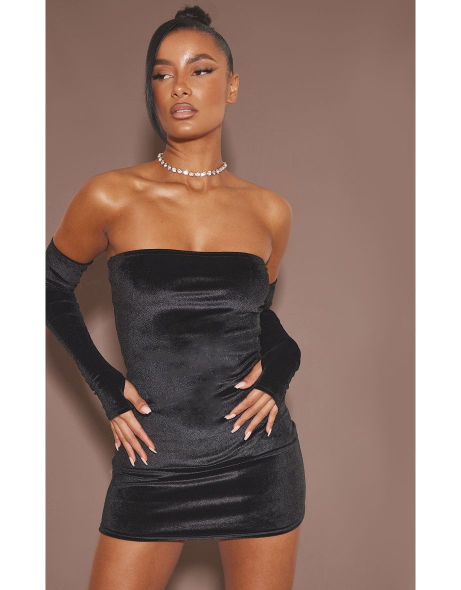 Black velvet bandeau store dress