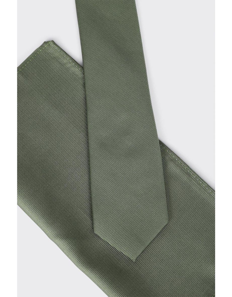 Khaki Tie And Pocket Square Set - 2