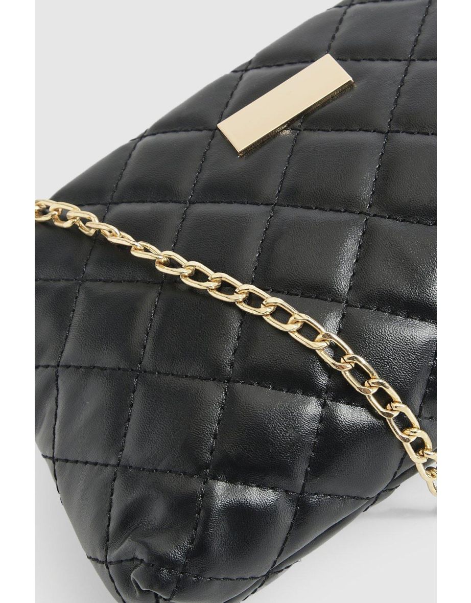 Quilted Oversized Basic Clutch - black - 3