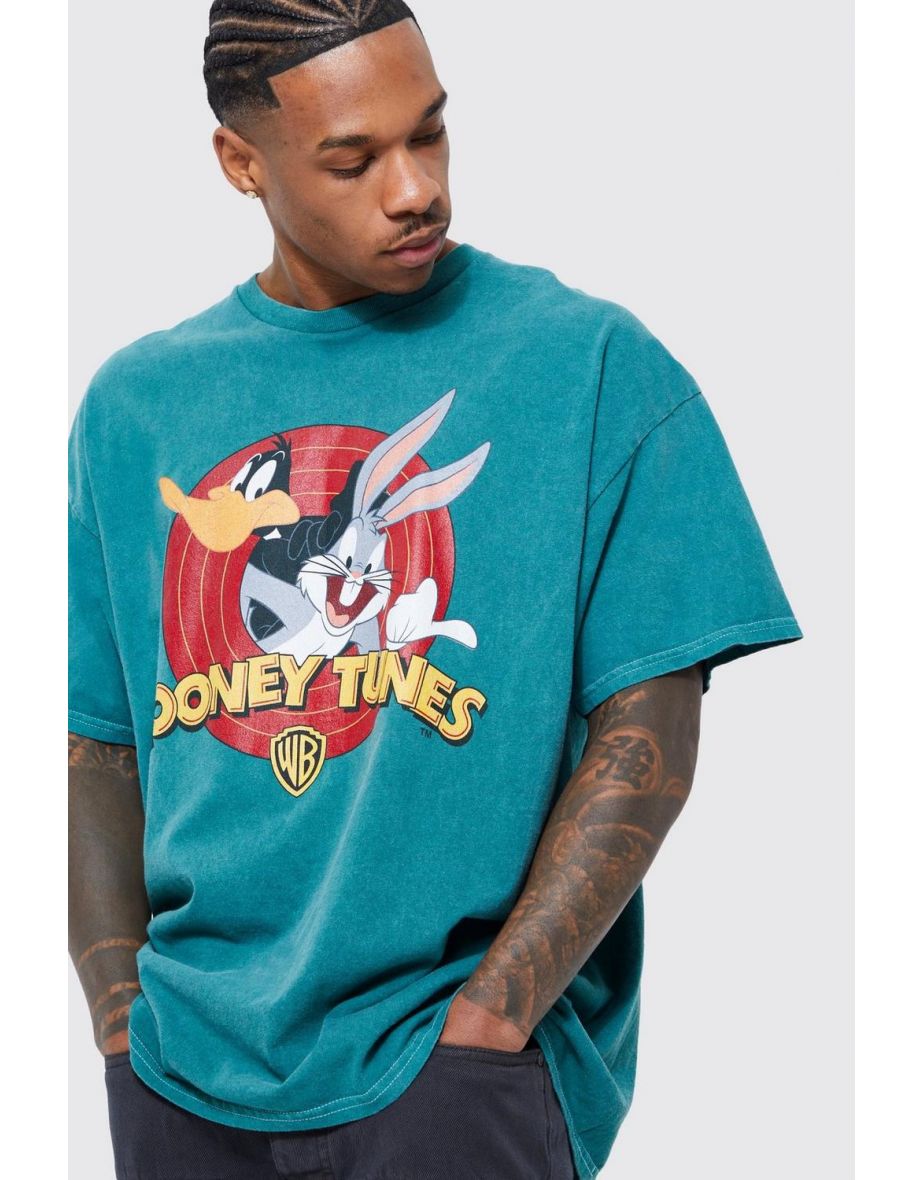 Oversized Looney Tunes Overdye T-shirt - green - 2