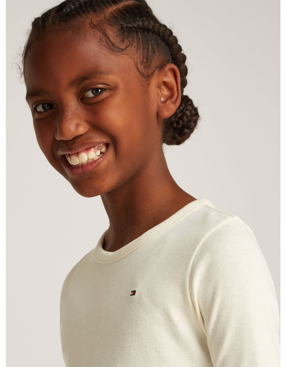 Girls Slub Knit Long Sleeve Top in Ivory - 3