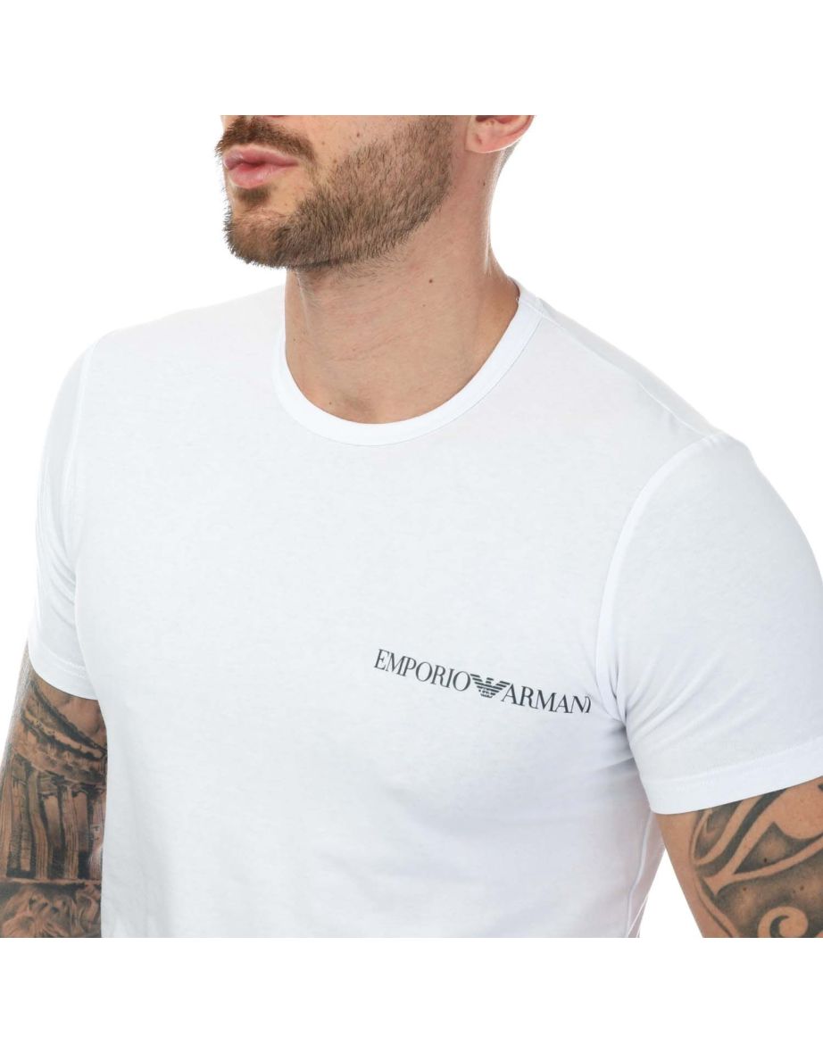 Men's Emporio Armani 2 Pack Lounge Crew Neck T-Shirt in White - 3