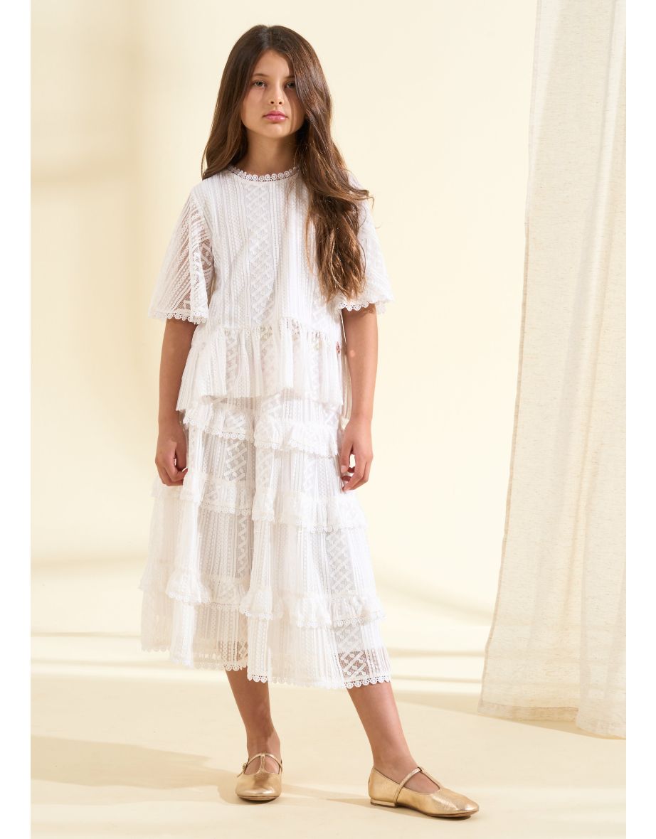 Annabelle Ivory Lace Ruffle Skirt
