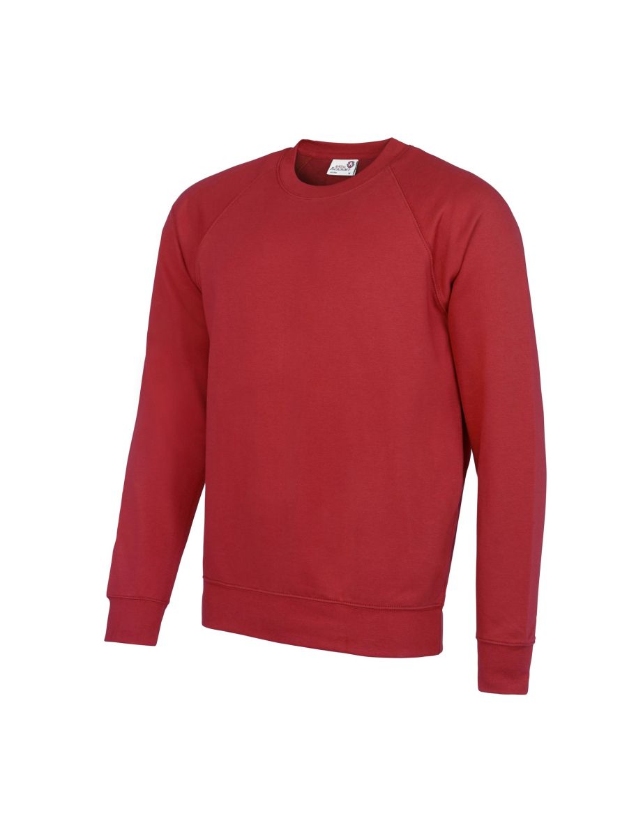 AWDis Academy Mens Crew Neck Raglan Sweatshirt - Red