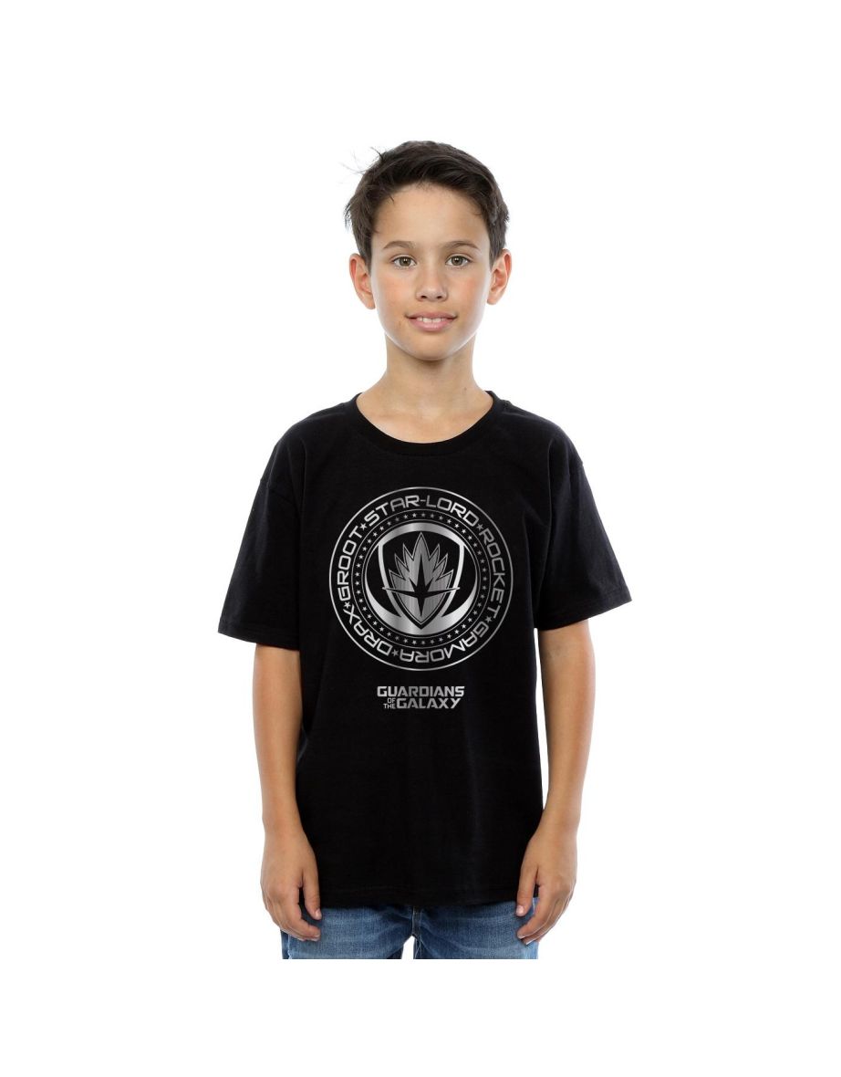 Marvel Boys Guardians Of The Galaxy Metallic Seal T-Shirt - Black