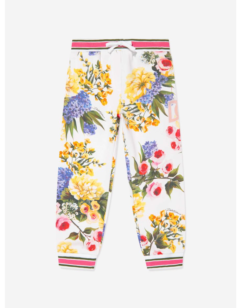 Girls Flower Print Joggers in Multicolour