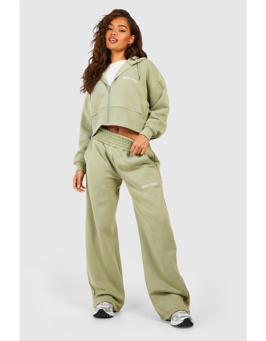 Dsgn Studio Cropped Zip Through Hooded Tracksuit - sage