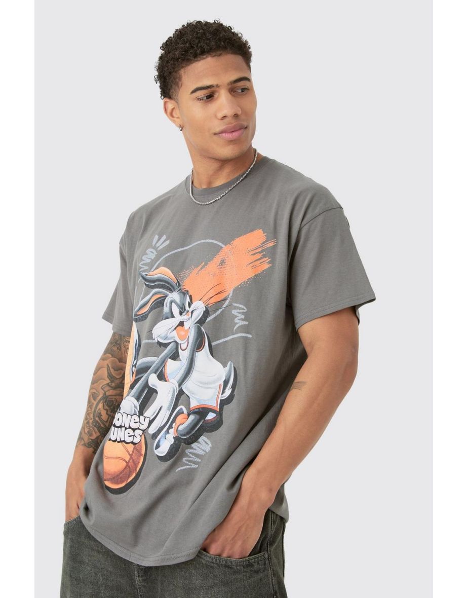 Oversized Looney Tunes Basketball License T-shirt - charcoal