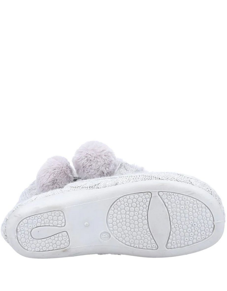 Fleet & Foster Womens/Ladies Apple Pom Pom Slippers - Grey - 3